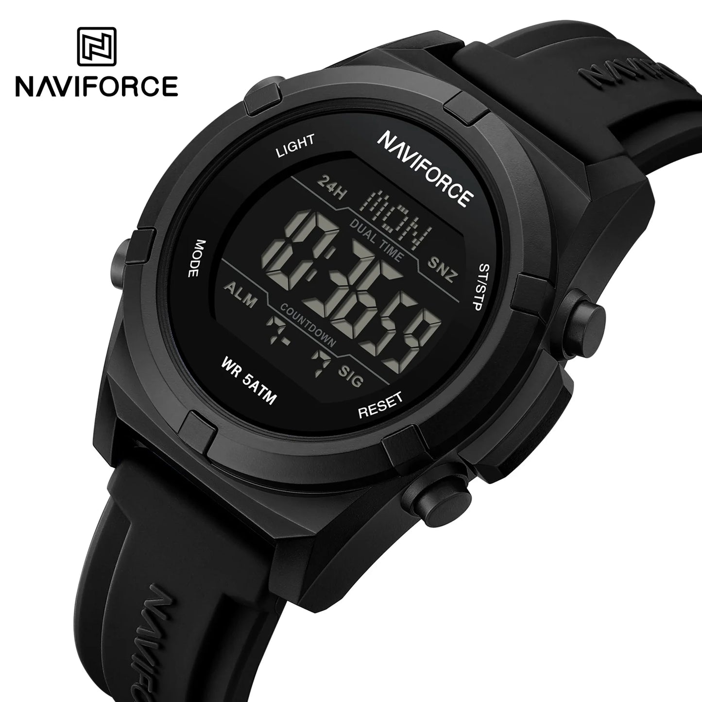 NAVIFORCE – Montre de sport numérique militaire de luxe pour homme, étanche, bracelet en silicone, Relogios Masculino