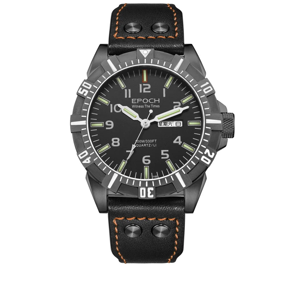 EPOCH AB6020G Montre Militaire Sport Montre-Bracelet à Quartz Tubes Luminescents