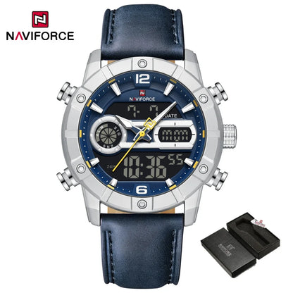 Montre à Quartz NAVIFORCE Hommes Double Fuseau Horaire Date Illumination Nocturne Classique Affaires Montre Homme Luxe Original Étanche