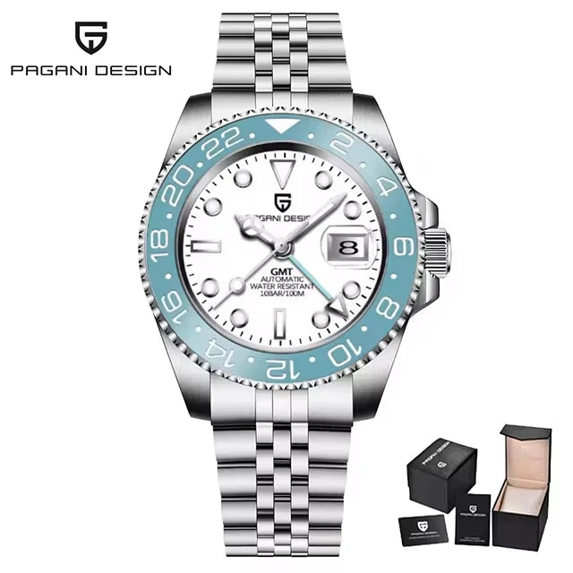 Montre Homme PAGANI DESIGN GMT 40mm Automatique Verre Saphir Acier Inoxydable Étanche Top Marque Cadeau RelogioMasculino