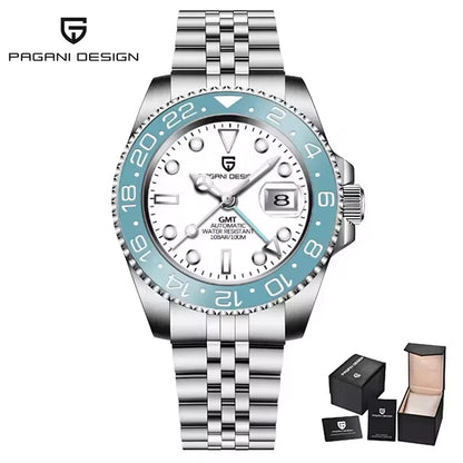 Montre Homme PAGANI DESIGN GMT 40mm Automatique Verre Saphir Acier Inoxydable Étanche Top Marque Cadeau RelogioMasculino