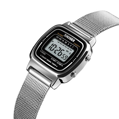 Skmei Women Bracelet Dress Watches Luxury Brand Stainless Steel Strap Fashion Waterproof Digital Chronograph Wristwatch