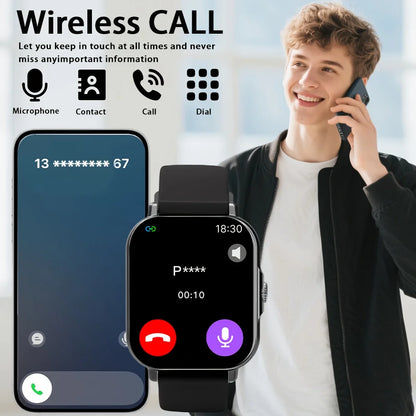 LAXASFIT 2026 Nouvelle Montre Connectée Appel Bluetooth Lecture Musique Surveillance Fréquence Cardiaque & Pression Artérielle Cadeau de Noël Unisexe