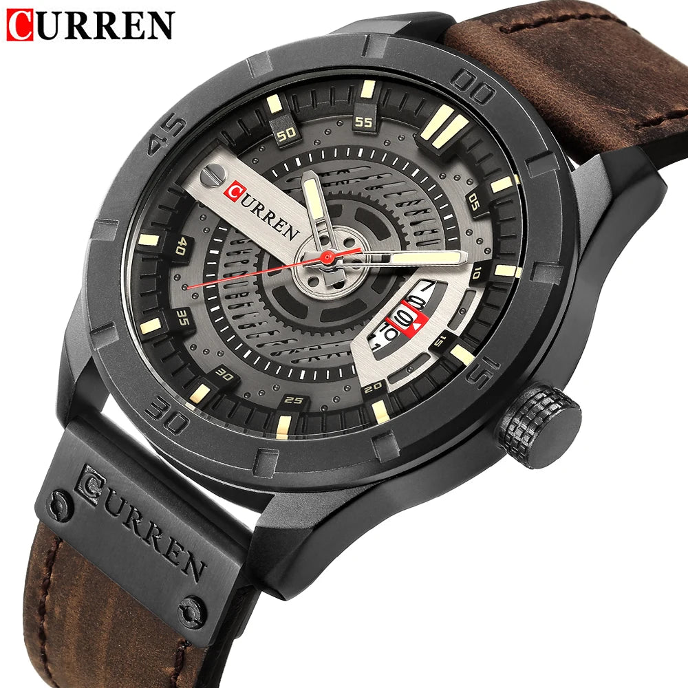 Marque de montres de luxe CURREN Montres de sport militaires pour hommes Montre à quartz pour hommes Décontractée en cuir Relogio Masculino