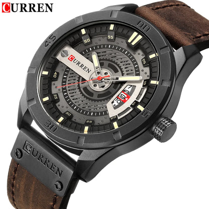 Marque de montres de luxe CURREN Montres de sport militaires pour hommes Montre à quartz pour hommes Décontractée en cuir Relogio Masculino