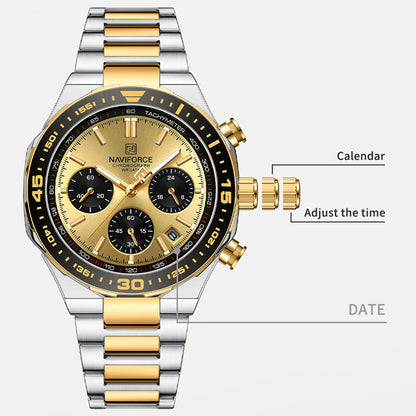 NAVIFORCE Montres Homme Quartz Tendance Affaires Classique Étanche Bracelet Acier Inoxydable Montre-bracelet Nouvelle horloge Homme en 2024