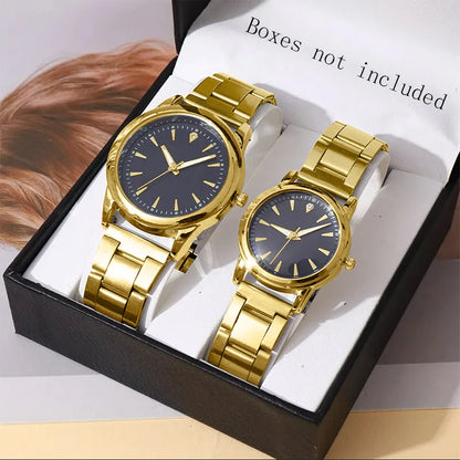 2 Montres de Couple Homme Montre d'Affaires Femme Montre à Quartz Analogique Tendance (Sans Boîte)