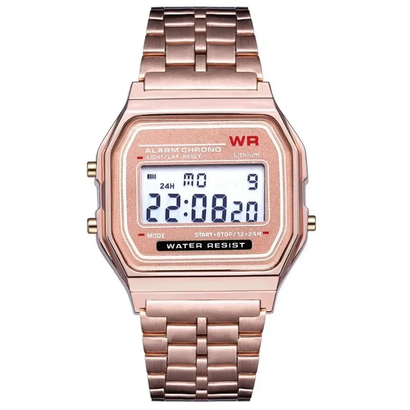 Fashion Mens Watch Digital Led Luxury Stainless Steel Square Wristwatch Electronic Watches for Men Female Clock Reloj Hombre