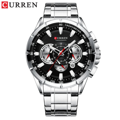 Montre Homme CURREN Business Montre de Luxe en Acier Inoxydable Chronographe Armée Militaire Montres à Quartz