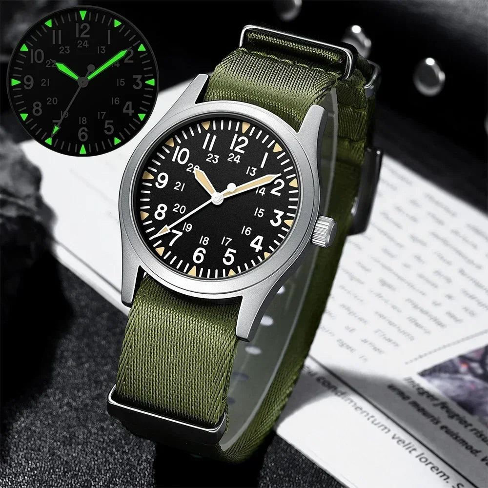 Montre Homme MILITREK 2026 Nouvelle Montre Militaire Rétro Quartz VH31 37mm Saphir Acier Inoxydable Étanche 100m Lumineux C3 Reloj Hombre