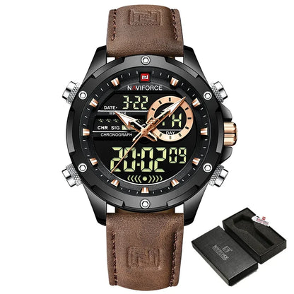 NAVIFORCE NF9208 Montre Militaire Digitale Homme Étanche LED Quartz Sport Grandes Montres