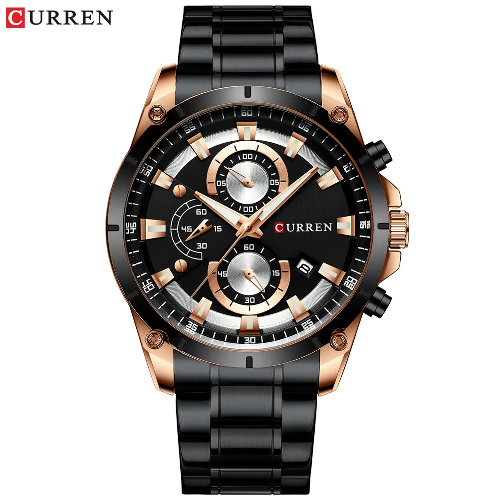 Montre-bracelet homme à quartz CURREN 8360, étanche, de style professionnel, minimaliste, en acier inoxydable, multifonction, six aiguilles, avec calendrier