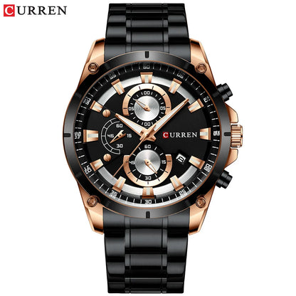 Montre-bracelet homme à quartz CURREN 8360, étanche, de style professionnel, minimaliste, en acier inoxydable, multifonction, six aiguilles, avec calendrier