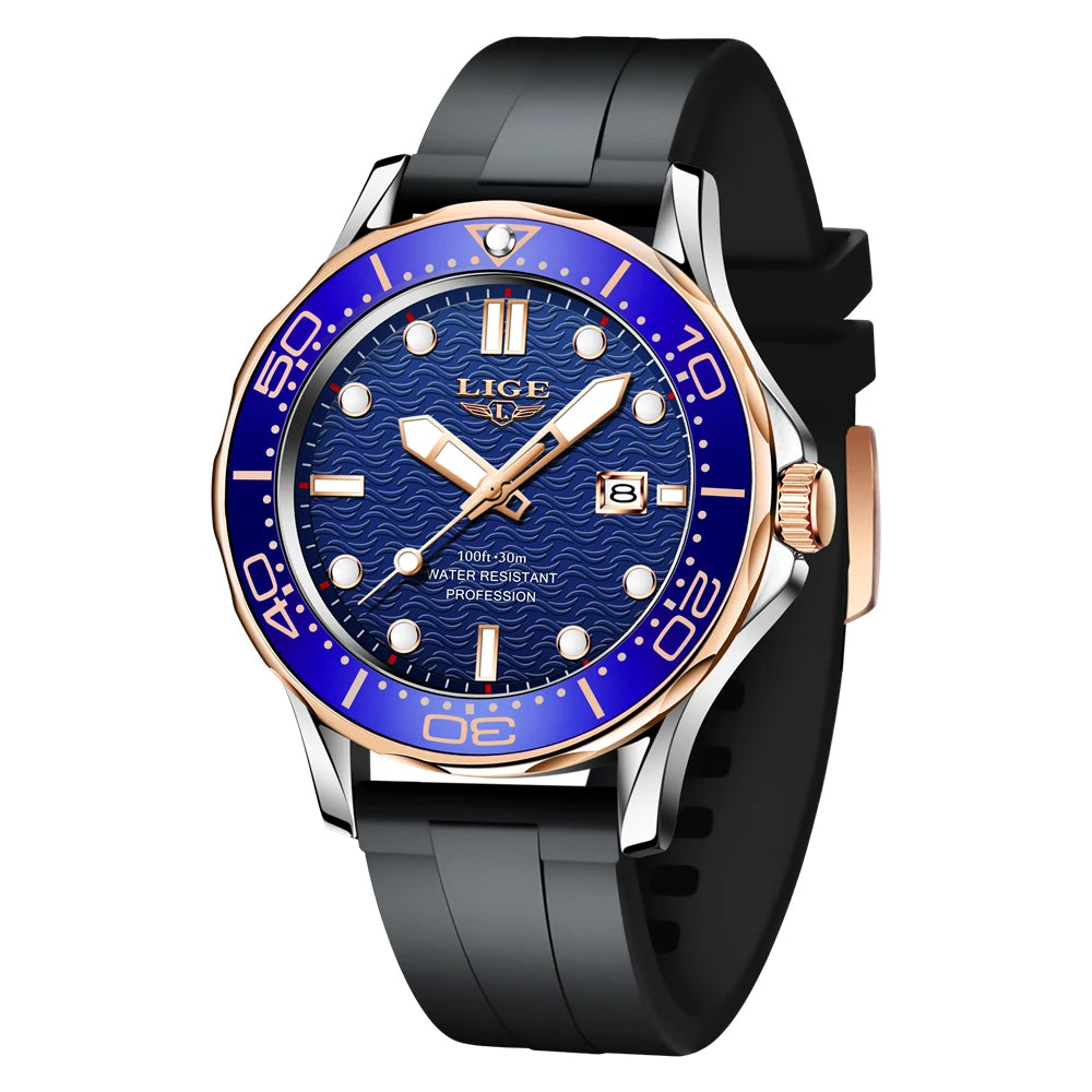 2026 LIGE Nouvelle Montre Homme D'Affaires Grande Marque Luxe Montre de Plongée Pour Hommes Étanche Date Horloge Montre de Sport Relogio Masculino+Boîte