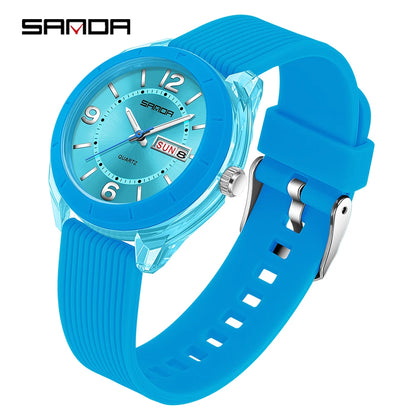 SANDA Quartz Watch for Women Waterproof Auto Date Week Elegant Luxury Ladies Wristwatch Waterproof Analog Women's Watches
