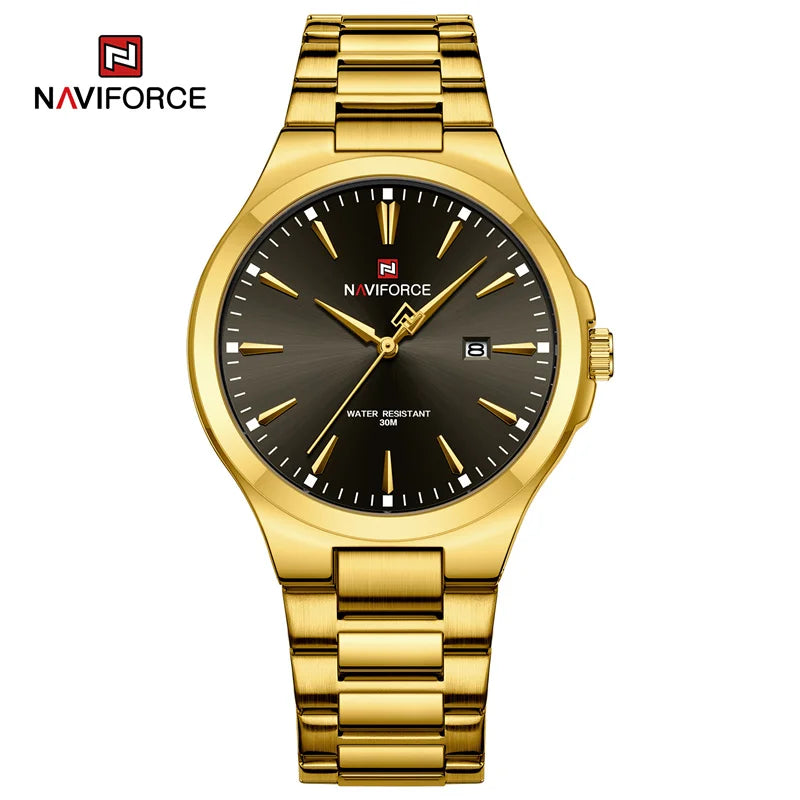 NAVIFORCE – Montres homme tendance au design original, en acier inoxydable, avec calendrier simple, étanches, Relogio Masculino