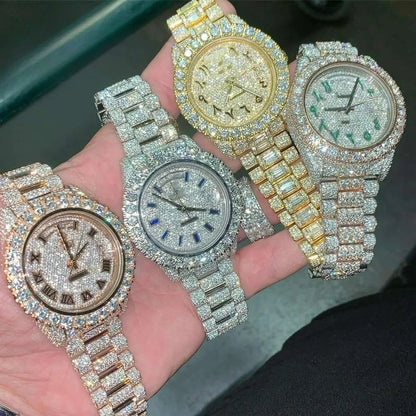 Luxury Full Rhinestone Watch for Women Girls Gifts Sparkling Quartz Timepiece with Stainless Steel Strap Wristwatch for Lover