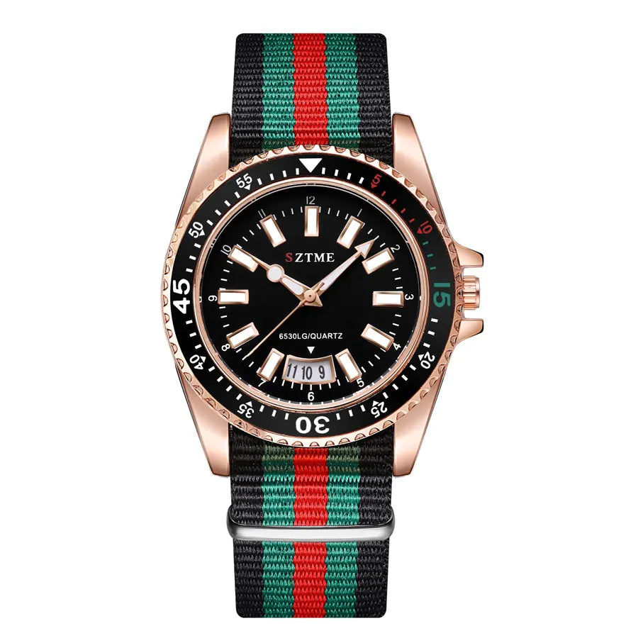 Nouvelle montre de calendrier à bracelet en nylon pour homme, luxueuse et simple montre à quartz de nuit pour hommes et femmes d'affaires