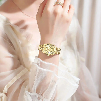 POEDAGAR Montre-bracelet de mode pour femmes Étanche Lumineuse Date Montres élégantes pour dames Montre à quartz en acier inoxydable pour femmes Reloj