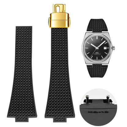 Bracelet en caoutchouc fluoré pour Tissot PRX Series 35mm 40mm Boucle Papillon FKM 11mm 12mm Étanches, Bracelet de Montre à Dégagement Rapide de Remplacement