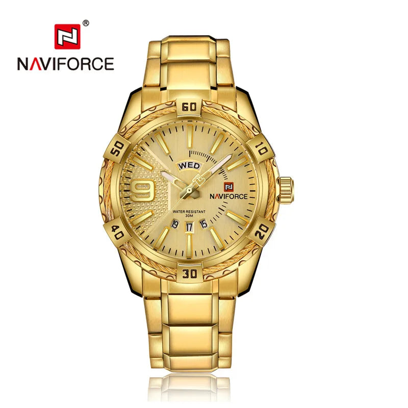 NAVIFORCE – Montre-bracelet de luxe pour homme, marque originale, quartz, classique, étanche, bracelet en acier, horloge pour homme