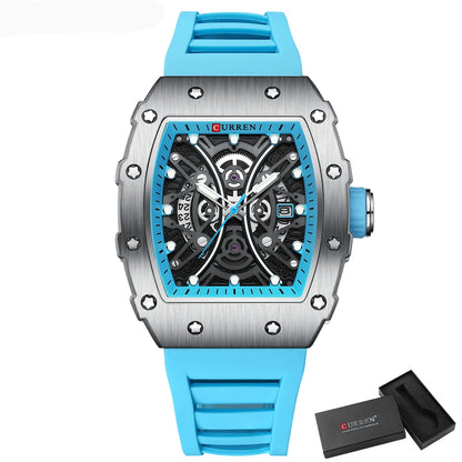 CURREN 3D Collection Rectangular Silicone Strap Watch
