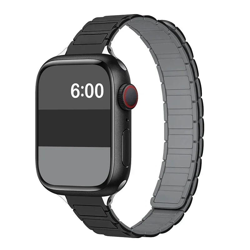 Bracelet fin en silicone à sangle magnétique pour femme pour Apple Watch S11 10 46/42mm 45mm 44 38mm 40mm 41mm 42mm iWatch SE 9 8 7 6 5 4 3 2 1