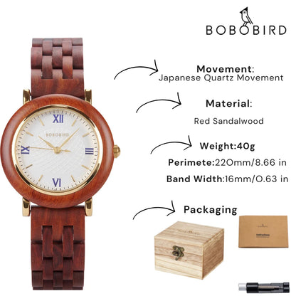 Montre en bois pour femmes BOBO BIRD, gravée sur mesure, montre-bracelet à quartz écologique pour cadeaux, montre en bois personnalisée, livraison directe.