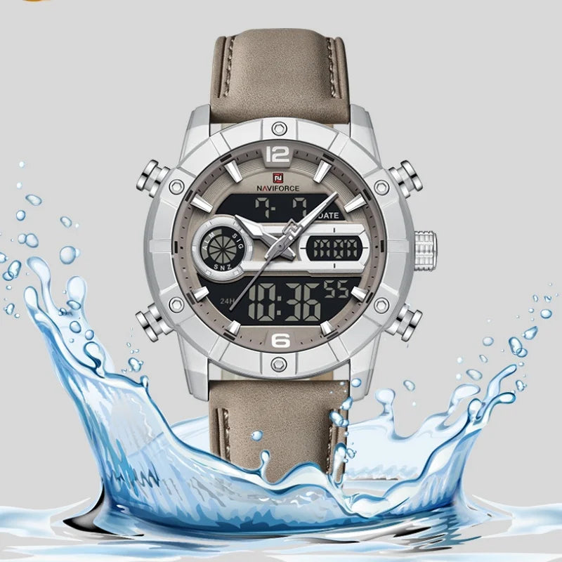 NAVIFORCE NF9263 Chronograph Genuine Leather Strap Watch
