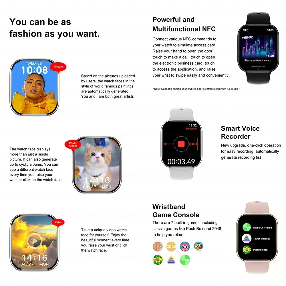 2025 New Original for Apple DT Watch 10 Smart Watch Men AMOLED 4GB Memory Music 3D Surround BT Call Waterproof smart watch Woman