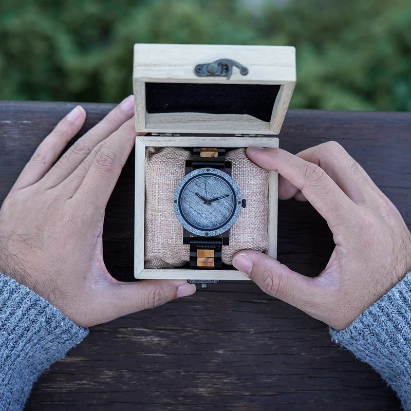 Montre en pierre BOBO BIRD pour hommes Relogio Masculino 2022 Nouvelle montre-bracelet en bois pour hommes Cadeau de Noël personnalisé Dropshipping