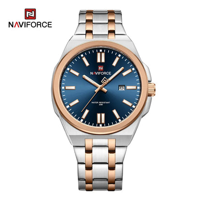 Montre à quartz NAVIFORCE pour hommes, de luxe, pour affaires, lumineuse, en acier inoxydable, étanche, calendrier, montre-bracelet, Reloj Hombre