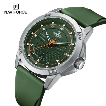 NAVIFORCE Montre-bracelet à quartz décontractée Montre homme étanche tendance Bracelet en silicone sportif Montre homme lumineuse Relogio Masculino
