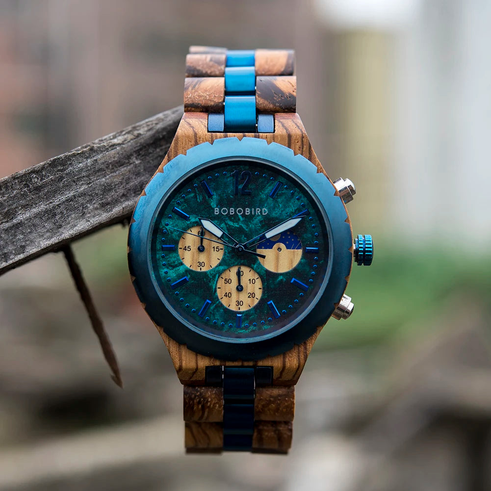 BOBO BIRD GT069 Wood Chronograph Military Watch