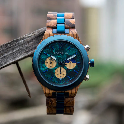 BOBO BIRD GT069 Wood Chronograph Military Watch