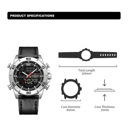 NAVIFORCE NF9253L Genuine Leather Band Luminous Date Clock