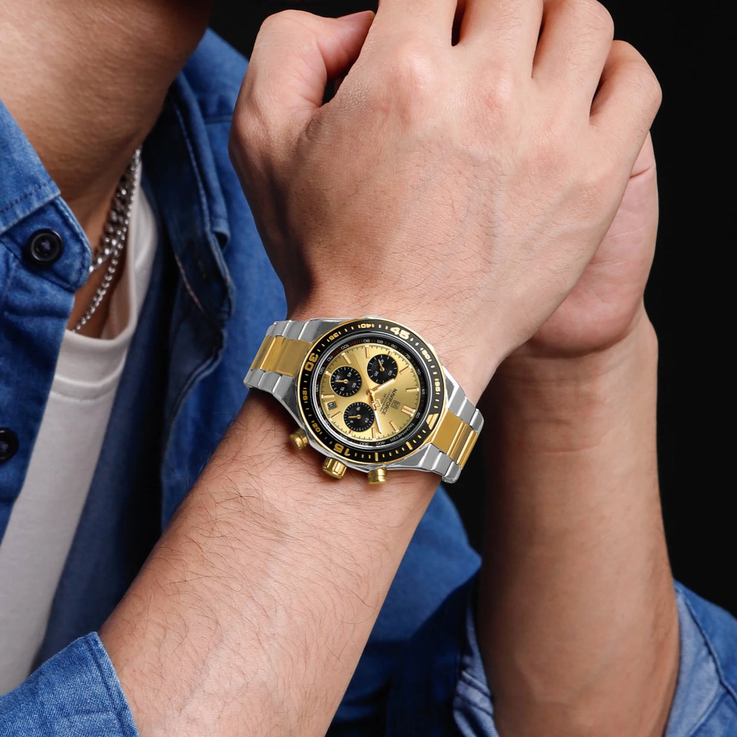 NAVIFORCE Montres Homme Quartz Tendance Affaires Classique Étanche Bracelet Acier Inoxydable Montre-bracelet Nouvelle horloge Homme en 2024