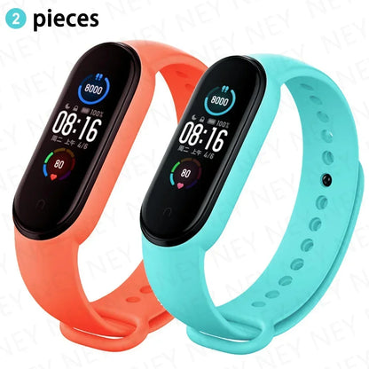 2PCS Watch Strap For Xiaomi Mi Band 7 6 5 4 3 Wristband Silicone Bracelet Wrist Straps MiBand 3/4 band6 Smartwatch Accessories