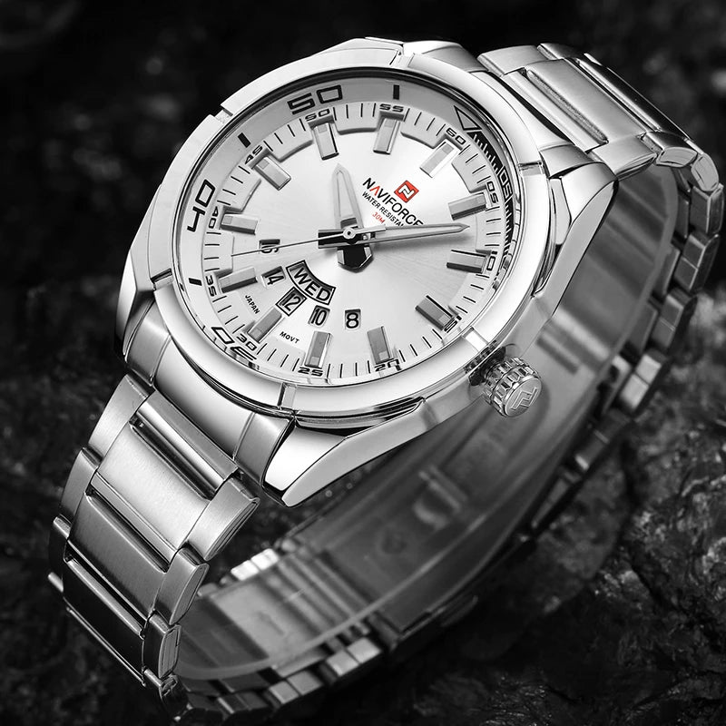 Montres Hommes NAVIFORCE, en Acier, Étanche, Quartz, Date, Montre-Bracelet de Luxe pour Homme de Marque Supérieure, relogio masculino