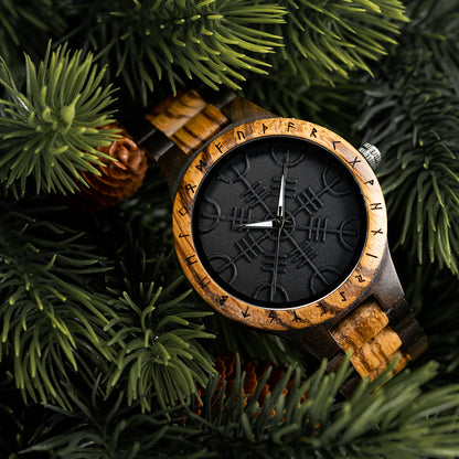 BOBO BIRD Montres en bois Relogio Masculino Montre pour hommes Symbole guerriers vikings Relojes Para Hombre часы мужские Logo personnalisé