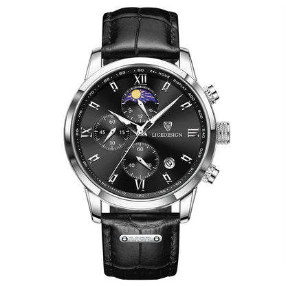 Montre décontractée LIGE pour homme, de luxe, en cuir, étanche, à quartz, chronographe, militaire, pour homme, Relogio Masculino
