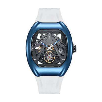ChronoState CRONUSART R1-002 49MM – Montre tonneau squelette automatique | Montre mécanique en caoutchouc fluoré