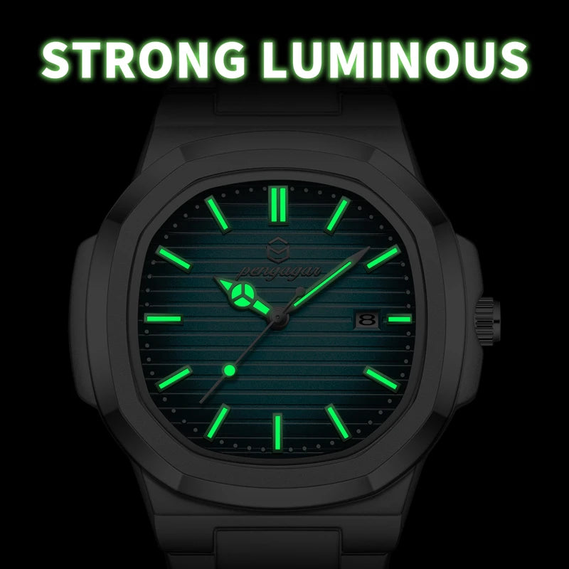 2026 Nouvelle Montre Homme Militaire de Luxe Carrée Étanche Lumineuse Date Semaine Montre Homme en Acier Inoxydable Montre à Quartz Homme Reloj+boîte