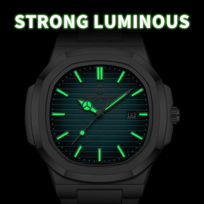 2026 Nouvelle Montre Homme Militaire de Luxe Carrée Étanche Lumineuse Date Semaine Montre Homme en Acier Inoxydable Montre à Quartz Homme Reloj+boîte