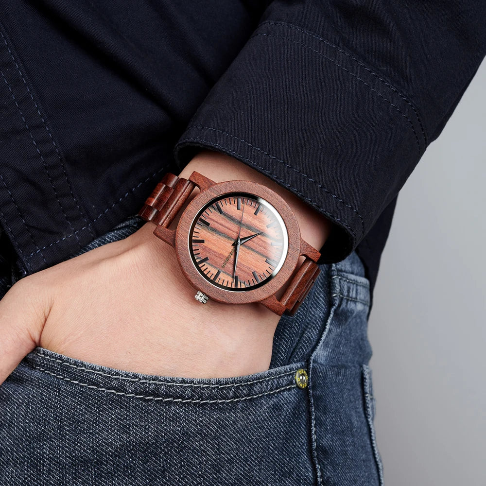 BOBO BIRD Montre en Bois pour Homme Montres en Bois Naturel Faits à la Main Légères à Quartz Offre Limitée Personnalisable