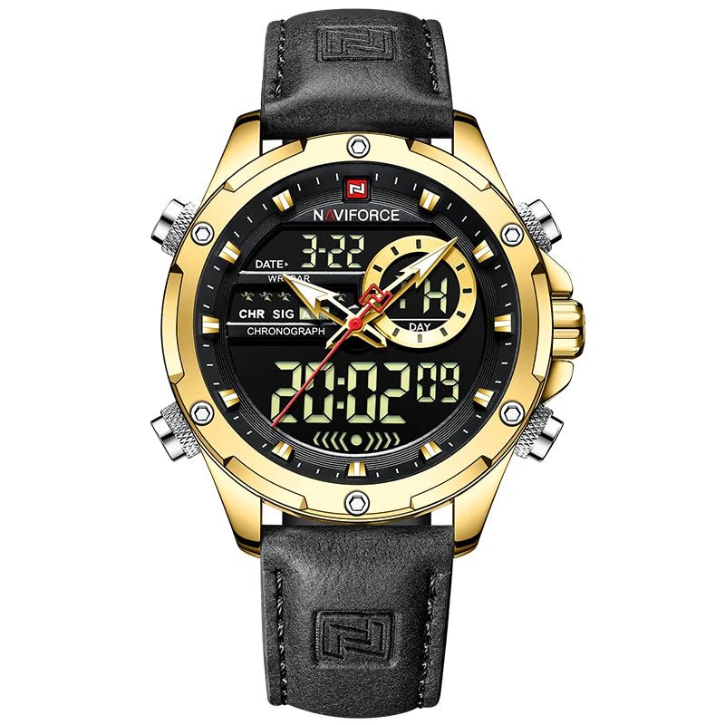 NAVIFORCE Digital Military LED Chronograph Watch 45mm