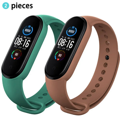 2PCS Watch Strap For Xiaomi Mi Band 7 6 5 4 3 Wristband Silicone Bracelet Wrist Straps MiBand 3/4 band6 Smartwatch Accessories