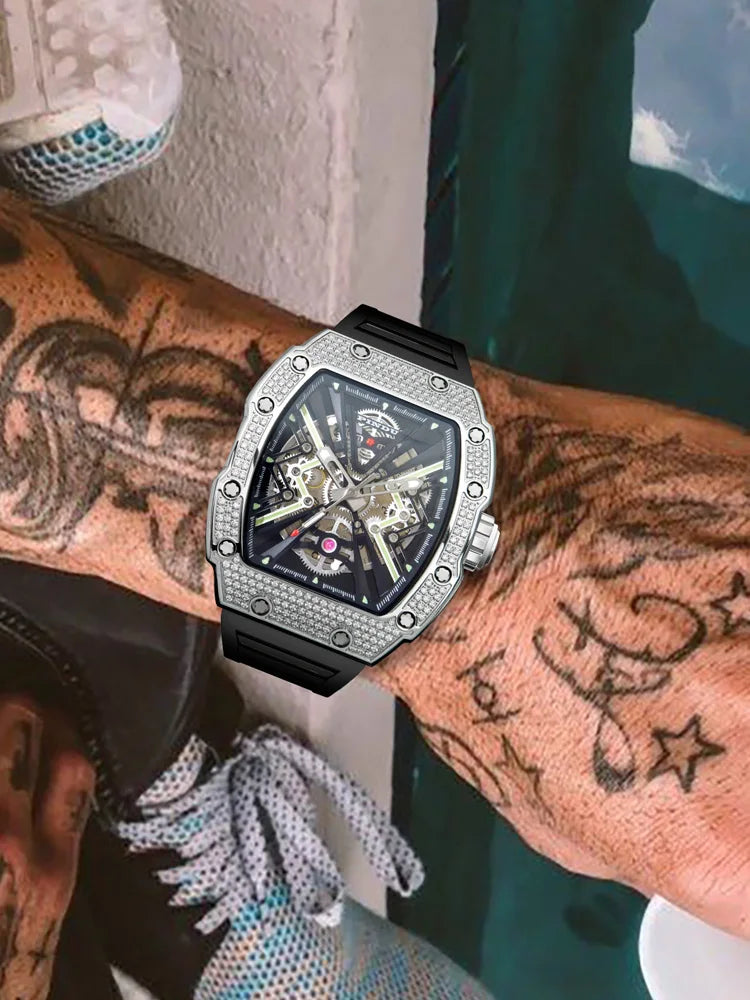 PINDU Mechanical Watch Sapphire Dial Stainless Steel Case