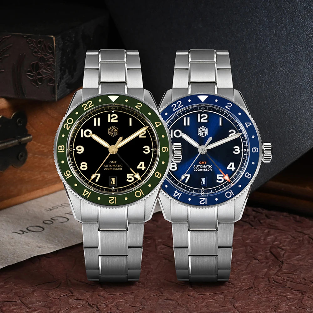 San Martin SN0140W NH34 GMT Automatic Sapphire Watch