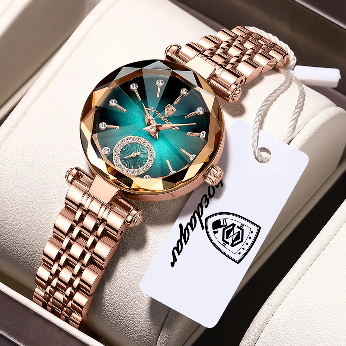 POEDAGAR Montres Exquises et Élégantes pour Femmes Étanche Cuir Haute Qualité Originale Montre Femme Quartz Montre-bracelet Dame